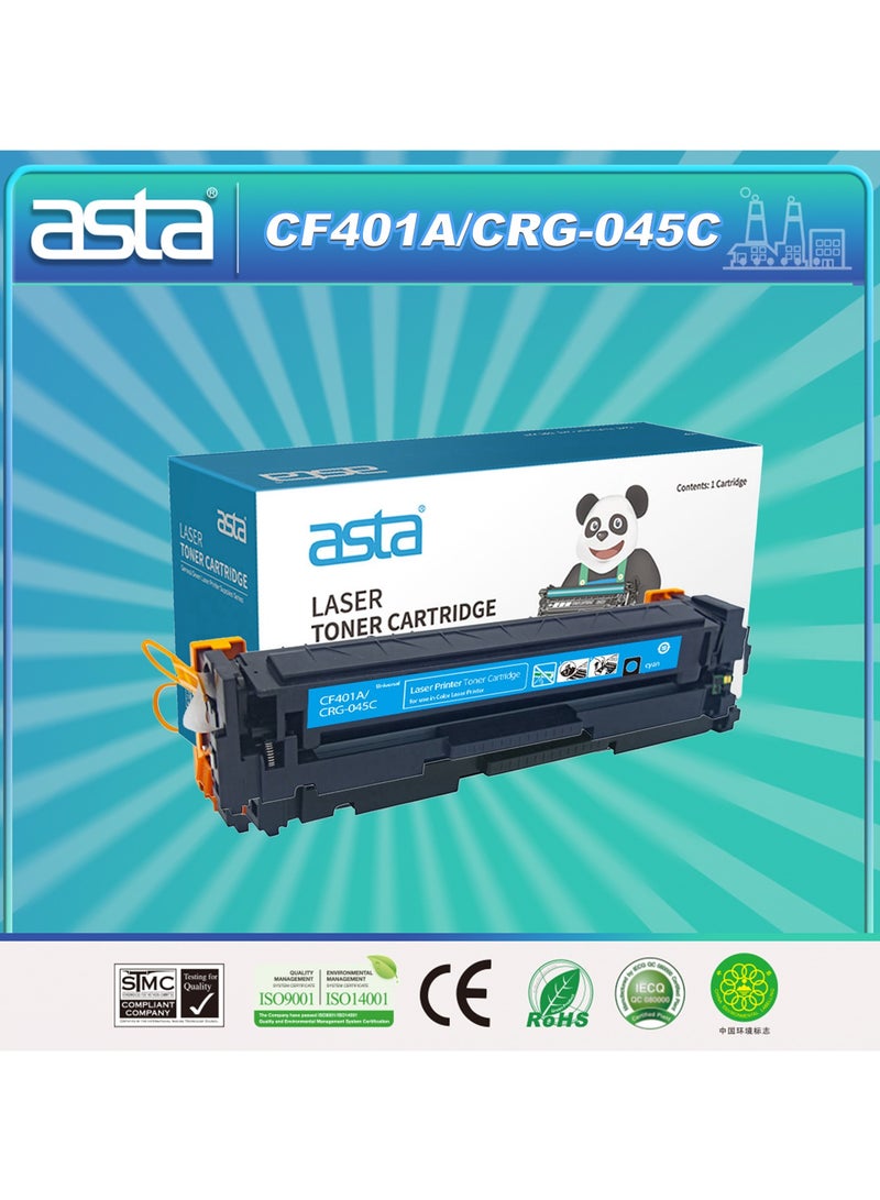 استا خرطوشة حبر ASTA 201A CF401A عالمية CRG 045 C متوافقة مع طابعة LaserJet Pro M252 MFP M277 M277DW MF632Cdw MF635Cx MF633Cdw طابعة Cyan CF F 401 201 A CRG-045 Laser Jet Color بديلة - Image 1